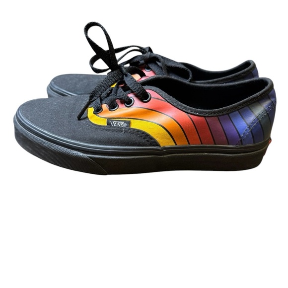VANS Authentic Rainbow Refract Black Multi Lace Up Skate Shoes Women's 7 - Picture 1 of 6